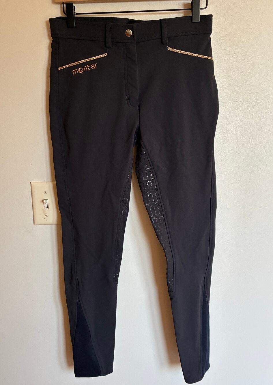 Montar Elisabeth Black Full Seat Riding Breeches Size 38 Equestrian Show Pants